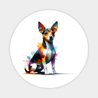 Rat Terrier in Vivid Abstract Splashed Paint Magnet